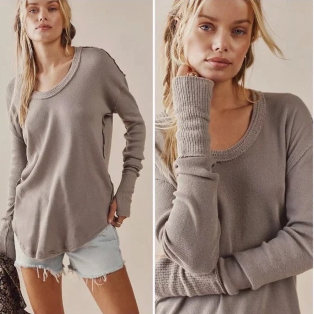 Free People Colby Long Sleeve Tee Thermal Thumbholes